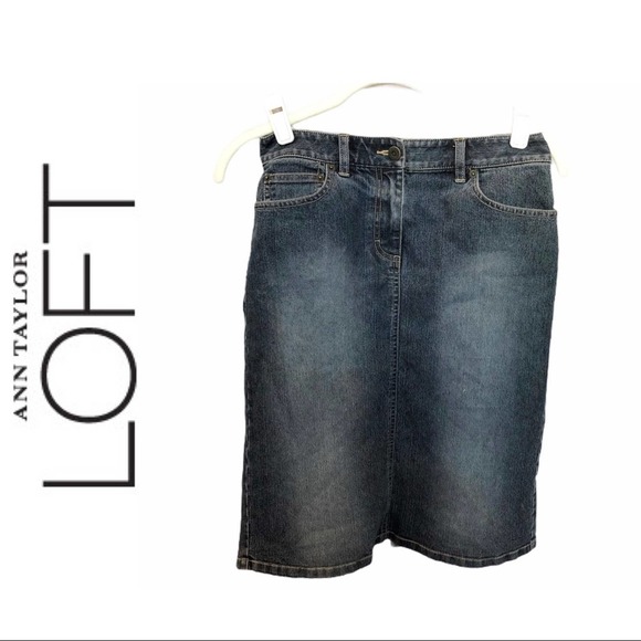 Ann Taylor LOFT Stretch Denim Knee-Length Skirt, size 0 - Picture 1 of 7